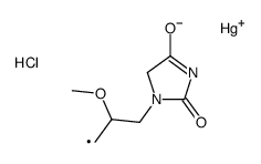 1-[3-[Chloromercurio(II)]-2-methoxypropyl]hydantoin structure