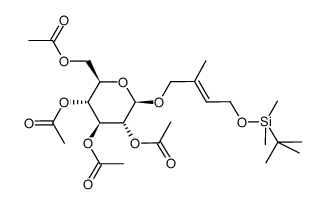 (2R,3R,4S,5R,6R)-2-(acetoxymethyl)-6-(((E)-4-((tert-butyldimethylsilyl)oxy)-2-methylbut-2-en-1-yl)oxy)tetrahydro-2H-pyran-3,4,5-triyl triacetate结构式