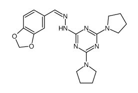 N-[(E)-1,3-benzodioxol-5-ylmethylideneamino]-4,6-dipyrrolidin-1-yl-1,3,5-triazin-2-amine Structure