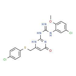 1-(5-chloro-2-methoxyphenyl)-3-(6-{[(4-chlorophenyl)sulfanyl]methyl}-4-oxo-1,4-dihydropyrimidin-2-yl)guanidine Structure