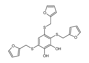 3,4,6-tris(furan-2-ylmethylsulfanyl)benzene-1,2-diol结构式