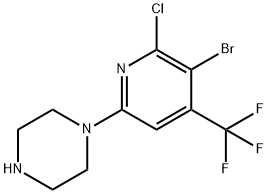 1'-(5-Bromo-6-chloro-4-(trifluoromethyl)-pyridin-2-yl)piperazine Structure