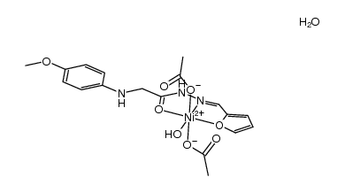 Ni(OAc)2(H2O)(N'-(furan-2-ylmethylene)-2-(4-methoxyphenylamino)acetohydrazide)*H2O结构式