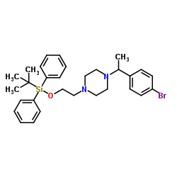 1-[1-(4-Bromophenyl)ethyl]-4-(2-{[(2-methyl-2-propanyl)(diphenyl)silyl]oxy}ethyl)piperazine Structure