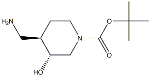 (3R,4R)-4-(氨基甲基)-3-羟基哌啶-1-羧酸叔丁酯结构式