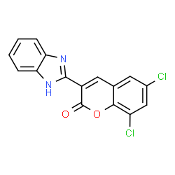 3-(1H-benzo[d]imidazol-2-yl)-6,8-dichloro-2H-chromen-2-one structure