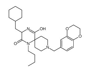 1-butyl-3-(cyclohexylmethyl)-9-(2,3-dihydro-1,4-benzodioxin-6-ylmethyl)-1,4,9-triazaspiro[5.5]undecane-2,5-dione Structure