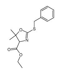 2-benzylsulfanyl-5,5-dimethyl-4,5-dihydro-oxazole-4-carboxylic acid ethyl ester Structure