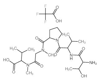 2-[[2-[[1-[2-[(2-amino-3-hydroxy-butanoyl)amino]-3-methyl-butanoyl]pyrrolidine-2-carbonyl]-methyl-amino]acetyl]-methyl-amino]-3-methyl-butanoic acid; 2,2,2-trifluoroacetic acid结构式
