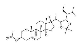 (22R,23R,24S)-3β-acetoxy-28-iodoergost-5-ene-22,23-diol 22,23-acetonide结构式