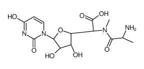 2-[2-aminopropanoyl(methyl)amino]-2-[(2R,3S,4R,5R)-5-(2,4-dioxopyrimidin-1-yl)-3,4-dihydroxyoxolan-2-yl]acetic acid结构式