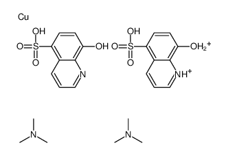 dihydrogen bis[8-hydroxyquinoline-5-sulphonato(2-)-N1,O8]cuprate(2-), compound with trimethylamine (1:2) Structure