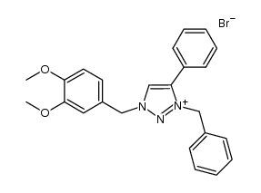 3-benzyl-1-(3,4-dimethoxybenzyl)-4-phenyl-1H-1,2,3-triazolium bromide结构式