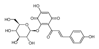 3-β(-)-D-glucopyranosyloxy-5-hydroxy-2-(4-hydroxy-trans(-)-cinnamoyl)-[1,4]benzoquinone结构式