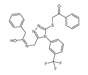 N-[[5-phenacylsulfanyl-4-[3-(trifluoromethyl)phenyl]-1,2,4-triazol-3-yl]methyl]-2-phenylacetamide结构式