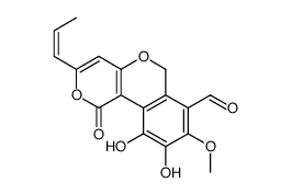 9,10-dihydroxy-8-methoxy-1-oxo-3-[(E)-prop-1-enyl]-6H-pyrano[4,3-c]isochromene-7-carbaldehyde结构式