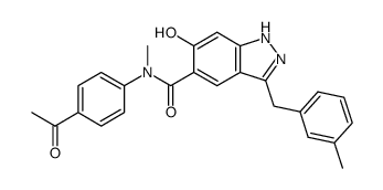 5-[N-(4-acetylphenyl)-N-methylaminocarbonyl]-3-(3-methylbenzyl)-6-hydroxy-1H-indazole结构式