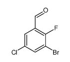 Benzaldehyde, 3-bromo-5-chloro-2-fluoro- Structure