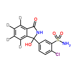 2-Chloro-5-[1-hydroxy-3-oxo(4,5,6,7-2H4)-2,3-dihydro-1H-isoindol-1-yl]benzenesulfonamide结构式