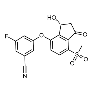 (R)-3-Fluoro-5-((3-hydroxy-7-(methylsulfonyl)-1-oxo-2,3-dihydro-1H-inden-4-yl)oxy)benzonitrile Structure