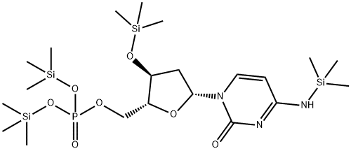 2'-Deoxy-N-trimethylsilyl-3'-O-trimethylsilylcytidine 5'-phosphoric acid bis(trimethylsilyl) ester structure