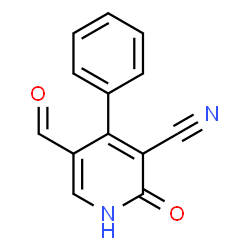 3-Pyridinecarbonitrile,5-formyl-1,2-dihydro-2-oxo-4-phenyl-(9CI) Structure