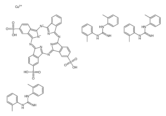 copper(2+) hydrogen phthalocyanine-29,30-diide-2,9,24-trisulfonate-1,2-bis(2-methylphenyl)guanidine (1:3:1:3) structure