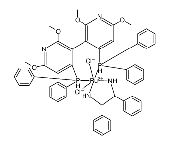 二氯[(S)-(-)-2,2'',6,6''-四甲氧基-4,4''-双(二苯基膦基)-3,3''-联吡啶] [(1S,2S)-(-)-1,2-二苯基乙二胺]钌(II)结构式