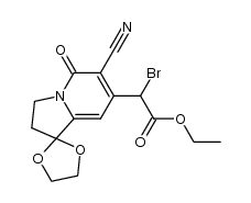 ethyl bromo-[6-cyano-1,1-(ethylenedioxy)-5-oxo-1,2,3,5-tetrahydroindolizin-7-yl] acetate Structure