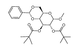 Methyl-4,6-di-O-benzylidene-2,3-di-O-pivaloyl-α-D-glucopyranoside structure