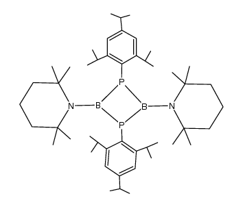 2,4-Bis(2',2',6',6'-tetramethylpiperidino)-1,3-bis(2,4,6-triisopropylphenyl)-1,3,2,4-diphosphadiboretan结构式