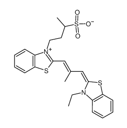 2-[3-(3-ethyl-3H-benzothiazol-2-ylidene)-2-methylprop-1-enyl]-3-(3-sulphonatobutyl)benzothiazolium structure