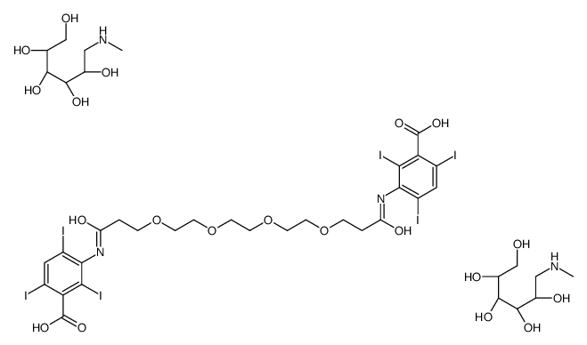 bis[1-deoxy-1-(methylamino)-D-glucitol] 3,3'-[(1,16-dioxo-4,7,10,13-tetraoxahexadecane-1,16-diyl)diimino]bis[2,4,6-triiodobenzoate]结构式