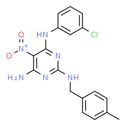 N~4~-(3-chlorophenyl)-N~2~-(4-methylbenzyl)-5-nitropyrimidine-2,4,6-triamine picture