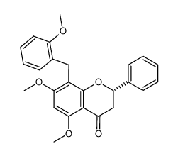 (S)-5,7-Dimethoxy-8-(2-methoxy-benzyl)-2-phenyl-chroman-4-one结构式