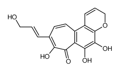 5,6,8-Trihydroxy-9-[(E)-3-hydroxy-1-propenyl]cyclohepta[f][1]benzopyran-7(3H)-one Structure