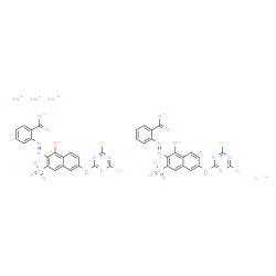 disodium hydrogen bis[2-[[6-[(4,6-dichloro-1,3,5-triazin-2-yl)amino]-1-hydroxy-3-sulpho-2-naphthyl]azo]benzoato(3-)]chromate(3-) structure