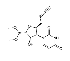 6'-deoxy-6'-azido-4'-deoxy-4'-(thymin-1-yl)-2',5'-anhydro-L-mannofuranose dimethyl acetal结构式