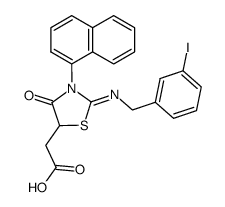 [2-(3-iodo-benzylimino)-3-naphthalen-1-yl-4-oxo-thiazolidin-5-yl]-acetic acid Structure