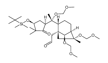 2-((1R,2R,5R,6R,8R)-2-((R)-1-((1S,4S)-4-((tert-butyldimethylsilyl)oxy)-3,3-dimethyl-2-oxocyclopentyl)-1-(methoxymethoxy)ethyl)-6,8-bis(methoxymethoxy)-6-methylbicyclo[3.2.1]octan-1-yl)acetaldehyde结构式