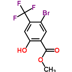 5-溴-2-羟基-4-(三氟甲基)苯甲酸甲酯结构式