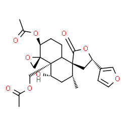 (2'R,3R,5S,5'R)-6'β-Acetoxy-4'aα-acetoxymethyl-5-(3-furanyl)-4'β-hydroxy-2'α-methyl-4,5-dihydrodispiro[furan-3(2H),1'-decalin-5',2''-oxiran]-2-one Structure