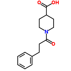 1-(3-Phenylpropanoyl)-4-piperidinecarboxylic acid结构式