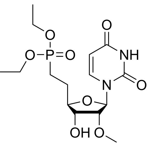 1-[6-(Diethoxyphosphinyl)-2-O-methyl-β-D-ribo-hexofuranosyl]uracil结构式