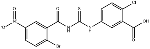 5-[[[(2-bromo-5-nitrobenzoyl)amino]thioxomethyl]amino]-2-chloro-benzoic acid Structure