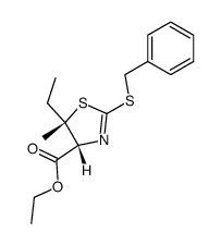 2-benzylsulfanyl-5t-ethyl-5c-methyl-4,5-dihydro-thiazole-4r-carboxylic acid ethyl ester结构式