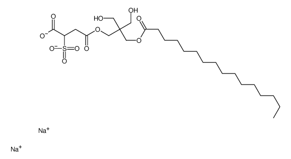 disodium 4-[2,2-bis(hydroxymethyl)-3-[(1-oxohexadecyl)oxy]propyl] 2-sulphonatosuccinate结构式