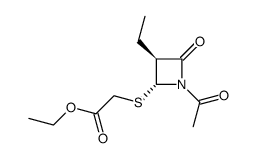 (+/-)-1-acetyl-4-<((ethoxycarbonyl)methyl)thio>-3-ethyl-2-azetidinone Structure