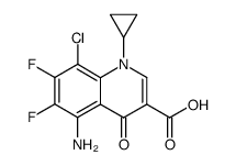 5-amino-8-chloro-1-cyclopropyl-6,7-difluoro-1,4-dihydro-4-oxo-3-quinolinecarboxylic acid结构式