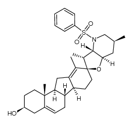 (2'R,3S,3'R,3a'S,6aS,6bS,6'S,7a'R,11aS,11bR)-3',6',10,11b-tetramethyl-4'-(phenylsulfonyl)-1,2,3,3a',4,4',5',6,6a,6b,6',7,7',7a',8,11,11a,11b-octadecahydro-3'H-spiro[benzo[a]fluorene-9,2'-furo[3,2-b]pyridin]-3-ol结构式